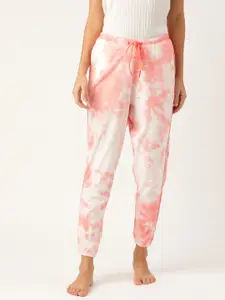 DressBerry Women Pink & White Dyed Pure Cotton Lounge Pants