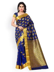 Varkala Silk Sarees Blue Jacquard Kanjeevaram Art Silk Traditional Saree