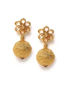JEWELS GEHNA Gold-Plated Stone-Studded Spherical Drop Earrings