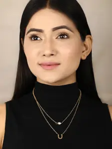 Priyaasi Set Of 2 Gold-Plated & Silver-Plated Layered Necklace