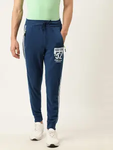 Sports52 wear Men Teal Blue Solid Slim Fit Side Striped Joggers