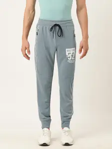 Sports52 wear Men Grey Printed Slim Fit Joggers With Side Stripes