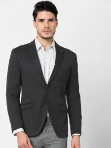 SELECTED Identity Men Charcoal Grey Slim Fit Self Design Single-Breasted Casual Blazer
