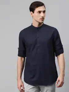 Blackberrys Men Navy Blue Pure Cotton Arise Regular Fit Solid Casual Shirt
