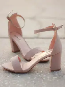 Shoetopia Women Pink Solid Block Heels