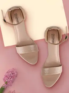 Shoetopia Women Cream-Coloured Woven Design Sandals