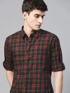 Roadster Men Maroon Tartan Checks Checked Casual Shirt