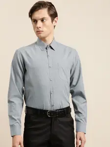SOJANYA Men Grey Classic Pure Cotton Regular Fit Solid Formal Shirt