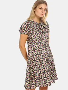 Sugr Women Multicoloured Printed Fit and Flare Dress