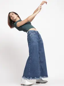 Belliskey Women Blue Flared High-Rise Clean Look Jeans