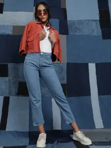 Belliskey Women Blue Mom Fit Mid-Rise Clean Look Jeans