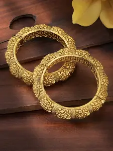 Peora  Set of 2 Gold Plated Screw Openable Bangles