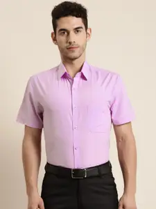 SOJANYA Men Purple Classic Regular Fit Solid Pure Cotton Formal Shirt