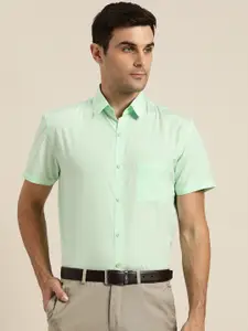 SOJANYA Men Green Classic Regular Fit Solid Formal Shirt