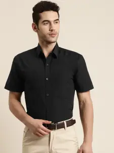 SOJANYA Men Black Classic Regular Fit Solid Pure Cotton Formal Shirt