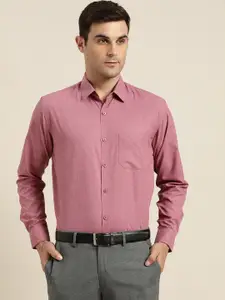 SOJANYA Men Coral Magenta Classic Regular Fit Solid Formal Shirt