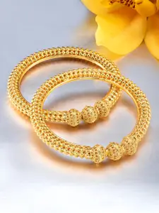 Peora Set of 2 Gold Plated Traditional Screw Openable Bangles