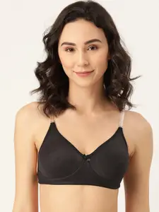Leading Lady Black Solid Non-Wired Non Padded T-shirt Bra