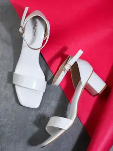 Shezone Women White Solid Block Heels