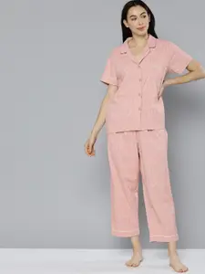 Chemistry Women Pink & Beige Printed Night suit
