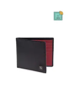 Carlton London Men Black & Red RFID Leather Two Fold Wallet