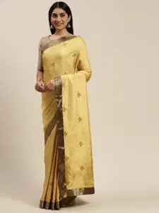 Indian Women Gold-Toned Embroidered Saree