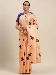 Mitera Orange & Black Printed Art Silk Saree