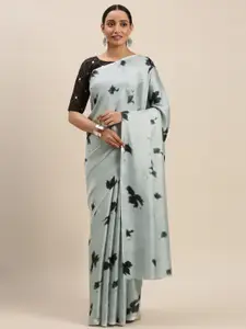 Mitera Grey & Black Art Silk Printed Saree