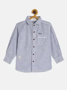 TONYBOY Boys Blue Regular Fit Self Design Pure Cotton Casual Shirt