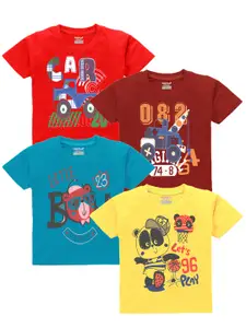 Kiddeo Boys Multicoloured Printed Round Neck T-shirt
