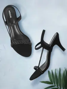 Mochi Women Black Embellished Slim Heels