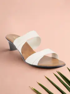 Mochi Women White Solid Sandals Block Heels