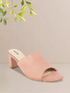 Mochi Women Peach-Coloured Solid Block Heels