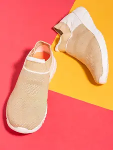 El Paso Women Beige Textile Mid-Top Running Shoes