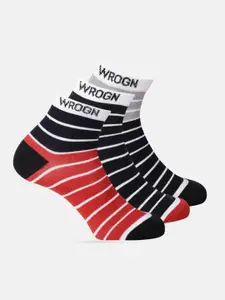 Wrogn Men Set of 3 Striped Above Ankle Length Socks