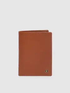 Van Heusen Van Heusen Men Tan Brown Leather Solid Two Fold Wallet