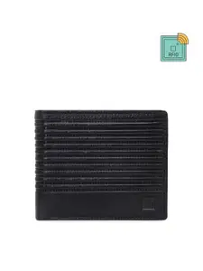 Impulse Men Black Textured Genuine Leather Two Fold Wallet