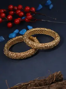 Adwitiya Collection Set of 2 24CT Gold-Plated Handcrafted Bangles