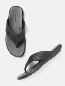 Carlton London Men Black Quilted Comfort Sandals