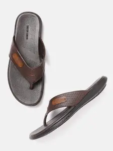 Carlton London Men Coffee Brown Perforated Comfort Sandals