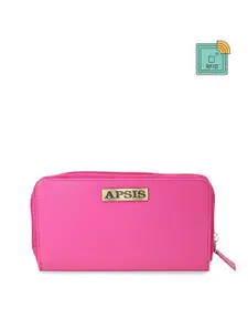 Apsis Women Pink & Gold-Toned Solid Zip Around Wallet