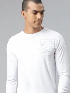 WROGN ACTIVE Men White Printed Slim Fit Round Neck T-shirt