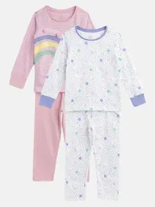 mothercare Girls Pack of 2 Printed Cotton Night suits