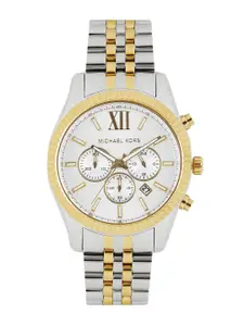 Michael Kors Men Silver-Toned Dial Chronograph Watch MK8344