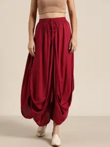 Shae by SASSAFRAS Maroon Liva Dhoti Style Skirt