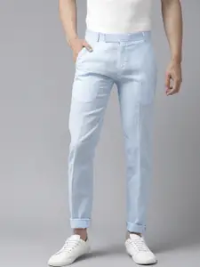 Hangup Men Blue Solid Regular Fit Regular Trousers