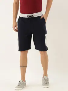 ARISE Men Navy Blue Solid Regular Fit Regular Shorts with Contrast Pocket Detailing
