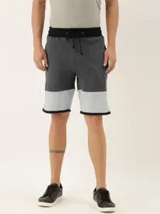 ARISE Men Grey Melange Colourblocked Regular Fit Regular Shorts