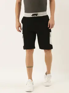 ARISE Men Black Solid Regular Fit Regular Shorts with Contrast Pocket Detailing