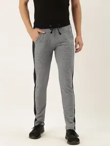 ARISE Men Grey Melange Solid Track Pants with Block Panel Detail